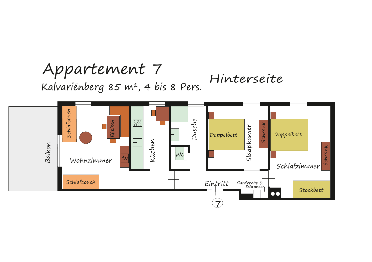 Plattegrond van appartement 7