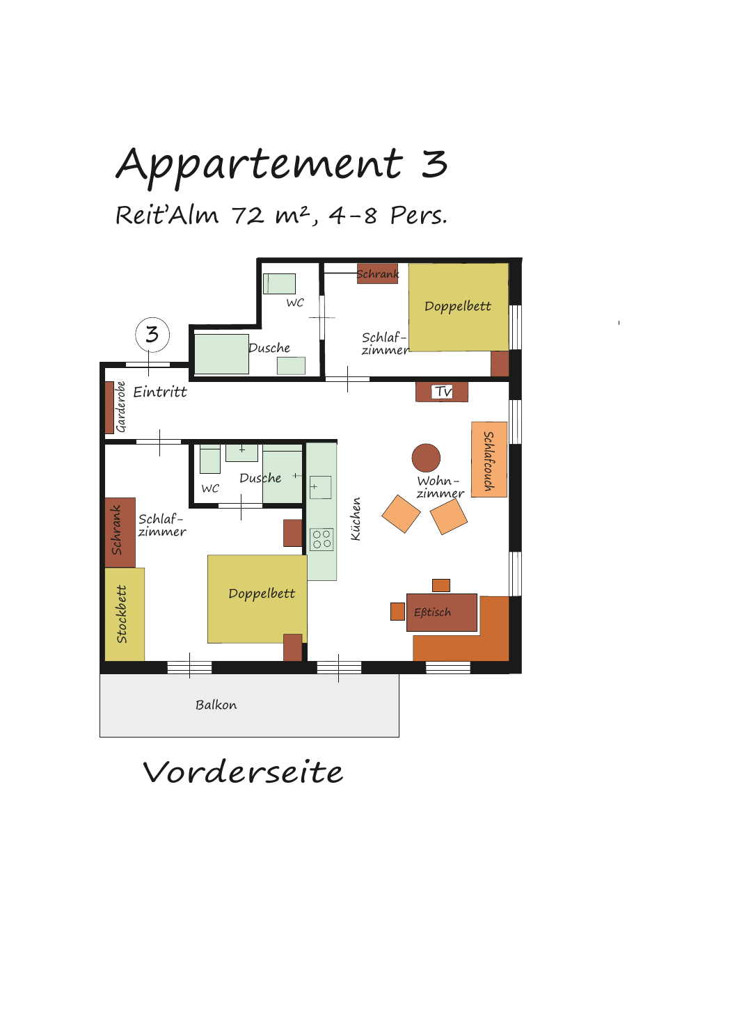Plattegrond van appartement 3